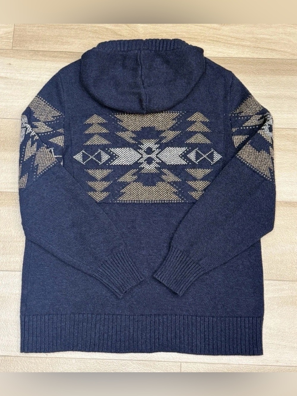 American Eagle Outfitters Men's Aztec
Southwest Hooded Sweater Sz L Blue Tan Y2K - Picture 2 of 6